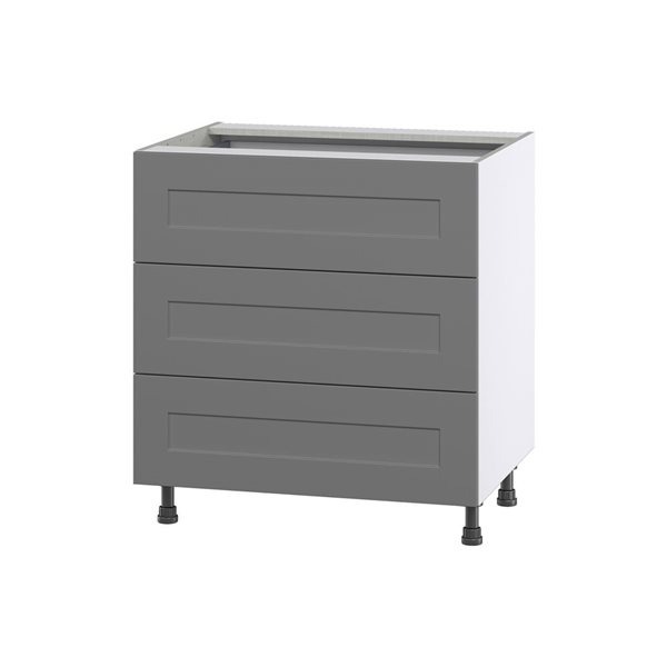 Hugo&Borg Beaumont 30 x 34.5 x 24.88-in Painted Slate Grey Drawer Base Semi-Custom Cabinet