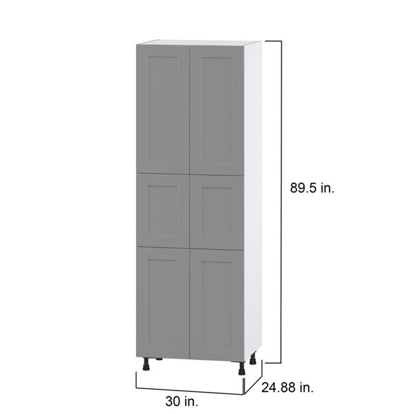 Hugo&Borg Beaumont 30 x 89.5 x 24.88-in Painted Slate Grey Door and Drawer Pantry Semi-Custom Cabinet