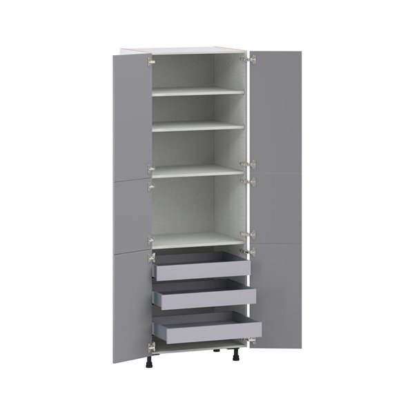 Hugo&Borg Beaumont 30 x 89.5 x 24.88-in Painted Slate Grey Door and Drawer Pantry Semi-Custom Cabinet