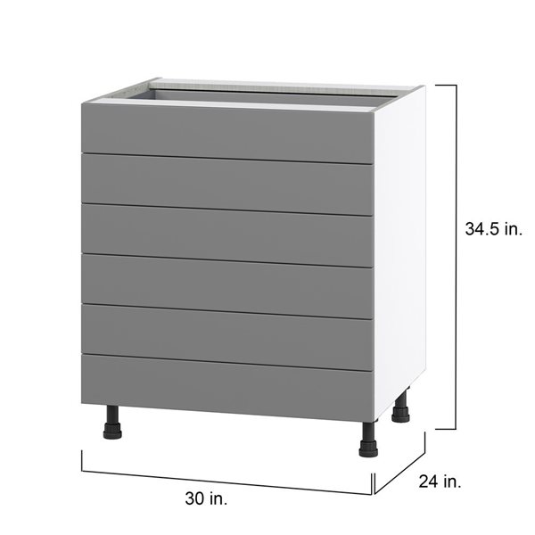 Hugo&Borg Beaumont 30 x 34.5 x 24.88-in Painted Slate Grey Drawer Base Semi-Custom Cabinet