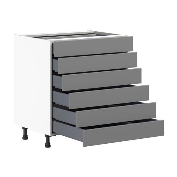 Hugo&Borg Beaumont 30 x 34.5 x 24.88-in Painted Slate Grey Drawer Base Semi-Custom Cabinet