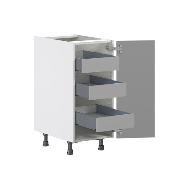 Hugo&Borg Beaumont 15 x 34.5 x 24.88-in Painted Slate Grey Door and Drawer Base Semi-Custom Cabinet