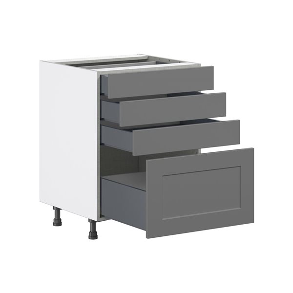 Hugo&Borg Beaumont 24 x 34.5 x 24.88-in Painted Slate Grey Drawer Base Semi-Custom Cabinet