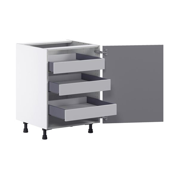 Hugo&Borg Beaumont 24 x 34.5 x 24.88-in Painted Slate Grey Door and Drawer Base Semi-Custom Cabinet