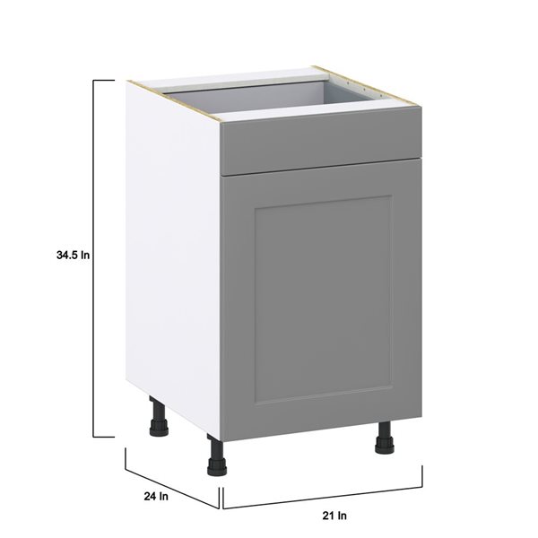 Hugo&Borg Beaumont 21 x 34.5 x 24.88-in Painted Slate Grey Door and Drawer Base Semi-Custom Cabinet