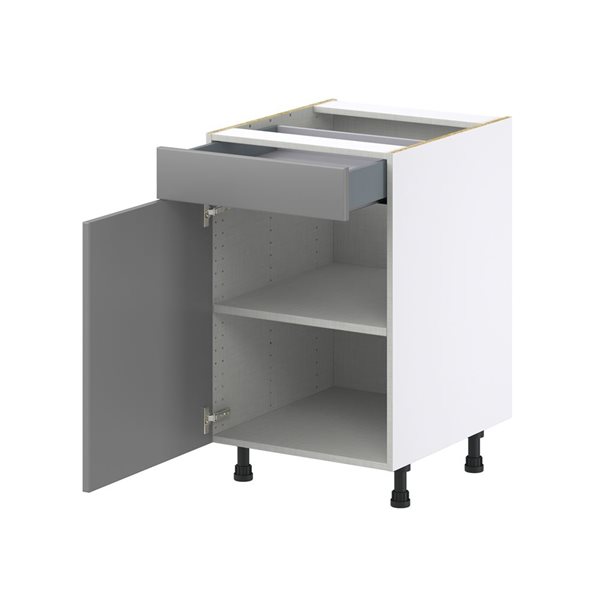 Hugo&Borg Beaumont 21 x 34.5 x 24.88-in Painted Slate Grey Door and Drawer Base Semi-Custom Cabinet