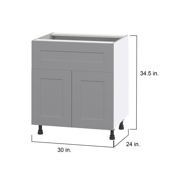 Hugo&Borg Beaumont 30 x 34.5 x 24.88-in Painted Slate Grey Door and Drawer Base Semi-Custom Cabinet