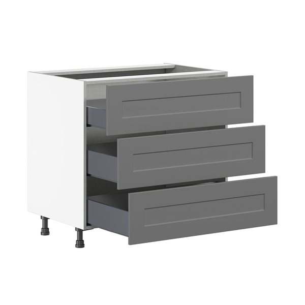 Hugo&Borg Beaumont 36 x 34.5 x 24.88-in Painted Slate Grey Drawer Base Semi-Custom Cabinet