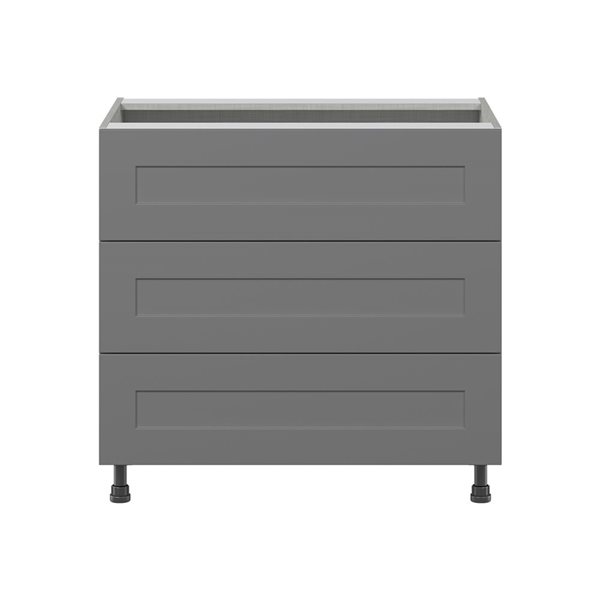 Hugo&Borg Beaumont 36 x 34.5 x 24.88-in Painted Slate Grey Drawer Base Semi-Custom Cabinet