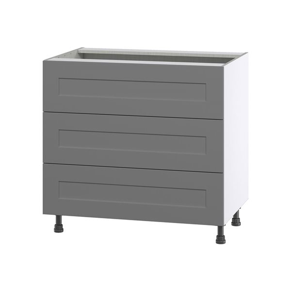 Hugo&Borg Beaumont 36 x 34.5 x 24.88-in Painted Slate Grey Drawer Base Semi-Custom Cabinet