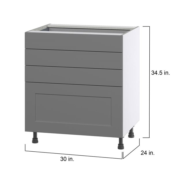 Hugo&Borg Beaumont 30 x 34.5 x 24.88-in Painted Slate Grey Drawer Base Semi-Custom Cabinet