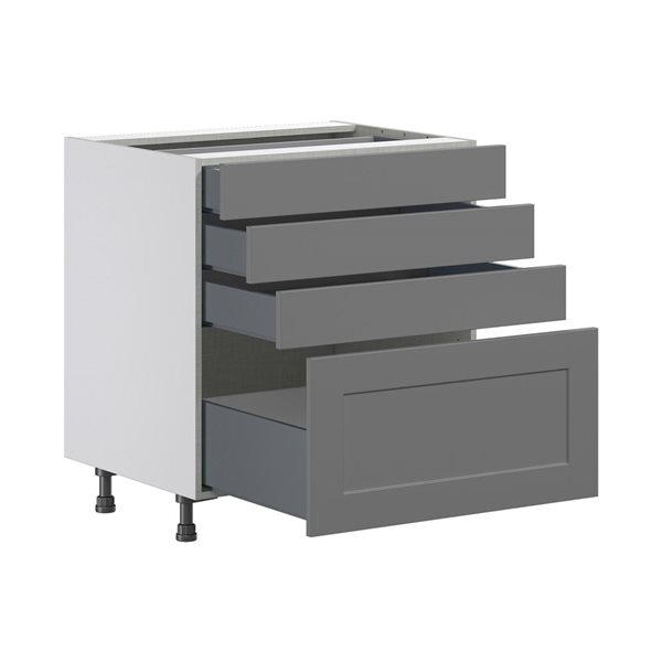 Hugo&Borg Beaumont 30 x 34.5 x 24.88-in Painted Slate Grey Drawer Base Semi-Custom Cabinet