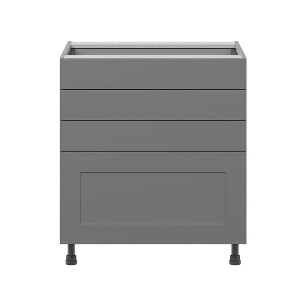 Hugo&Borg Beaumont 30 x 34.5 x 24.88-in Painted Slate Grey Drawer Base Semi-Custom Cabinet