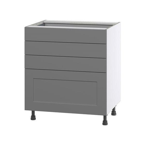 Hugo&Borg Beaumont 30 x 34.5 x 24.88-in Painted Slate Grey Drawer Base Semi-Custom Cabinet