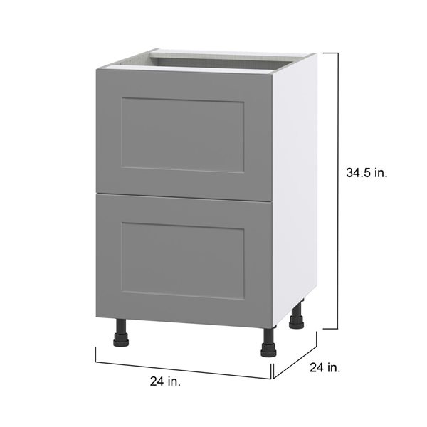 Hugo&Borg Beaumont 24 x 34.5 x 24.88-in Painted Slate Grey Drawer Base Semi-Custom Cabinet