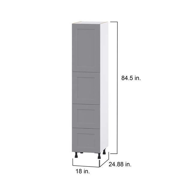 Hugo&Borg Beaumont 18 x 84.5 x 24.88-in Painted Slate Grey Door and Drawer Pantry Semi-Custom Cabinet