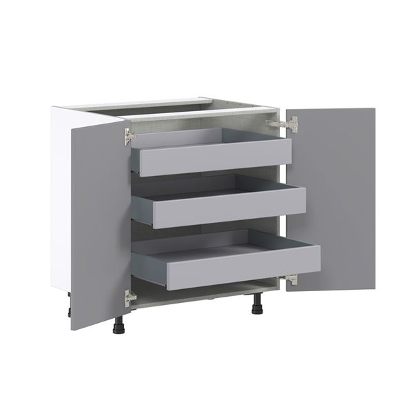 Hugo&Borg Beaumont 30 x 34.5 x 24.88-in Painted Slate Grey Door and Drawer Base Semi-Custom Cabinet