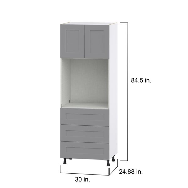 Hugo&Borg Beaumont 30 x 84.5 x 24.88-in Painted Slate Grey Door and Drawer Pantry Semi-Custom Cabinet