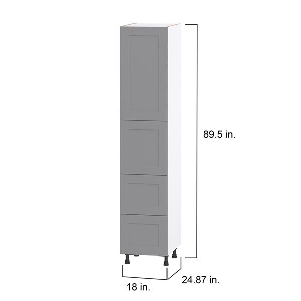 Hugo&Borg Beaumont 18 x 89.5 x 24.88-in Painted Slate Grey Door and Drawer Pantry Semi-Custom Cabinet