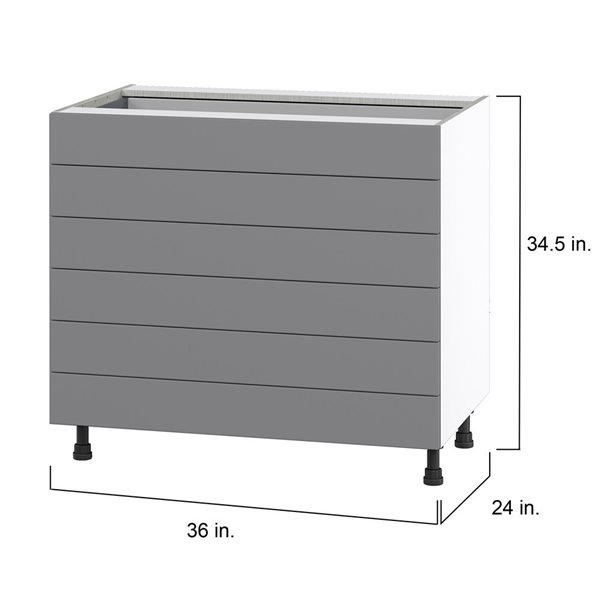 Hugo&Borg Beaumont 36 x 34.5 x 24.88-in Painted Slate Grey Drawer Base Semi-Custom Cabinet