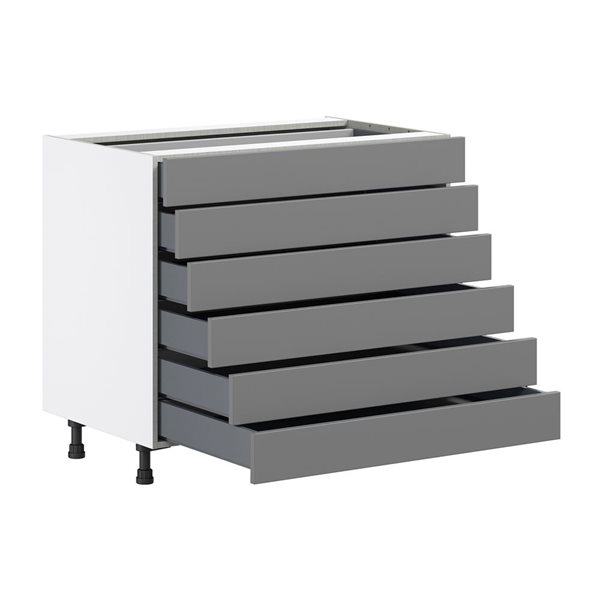 Hugo&Borg Beaumont 36 x 34.5 x 24.88-in Painted Slate Grey Drawer Base Semi-Custom Cabinet