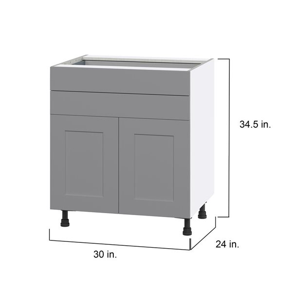 Hugo&Borg Beaumont 30 x 34.5 x 24.88-in Painted Slate Grey Door and Drawer Base Semi-Custom Cabinet