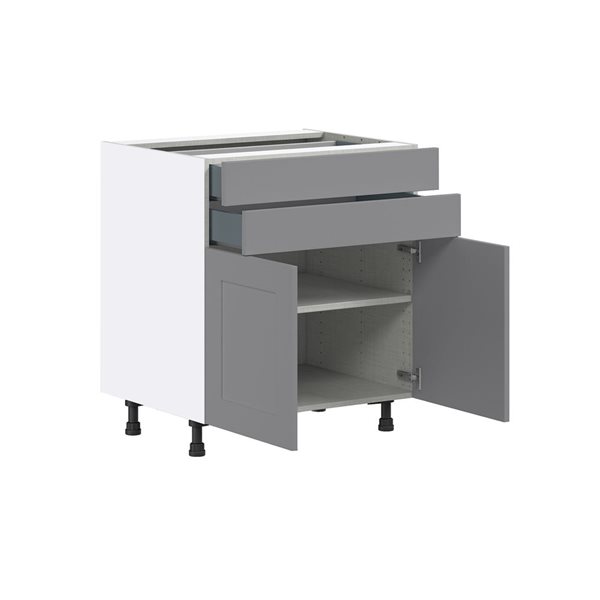 Hugo&Borg Beaumont 30 x 34.5 x 24.88-in Painted Slate Grey Door and Drawer Base Semi-Custom Cabinet