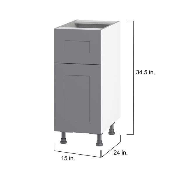 Hugo&Borg Beaumont 15 x 34.5 x 24.88-in Painted Slate Grey Door and Drawer Base Semi-Custom Cabinet