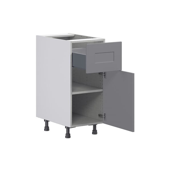 Hugo&Borg Beaumont 15 x 34.5 x 24.88-in Painted Slate Grey Door and Drawer Base Semi-Custom Cabinet