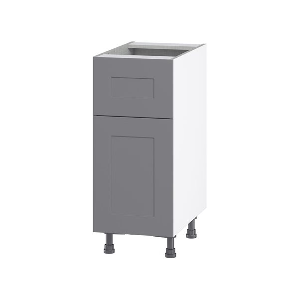 Hugo&Borg Beaumont 15 x 34.5 x 24.88-in Painted Slate Grey Door and Drawer Base Semi-Custom Cabinet