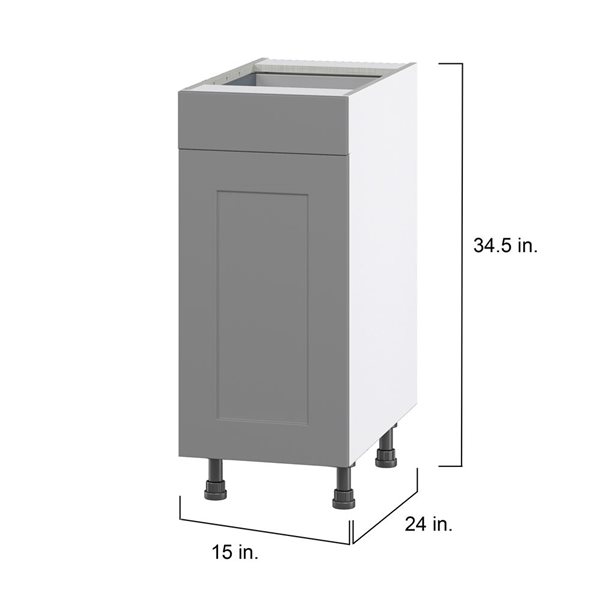 Hugo&Borg Beaumont 15 x 34.5 x 24.88-in Painted Slate Grey Door and Drawer Base Semi-Custom Cabinet