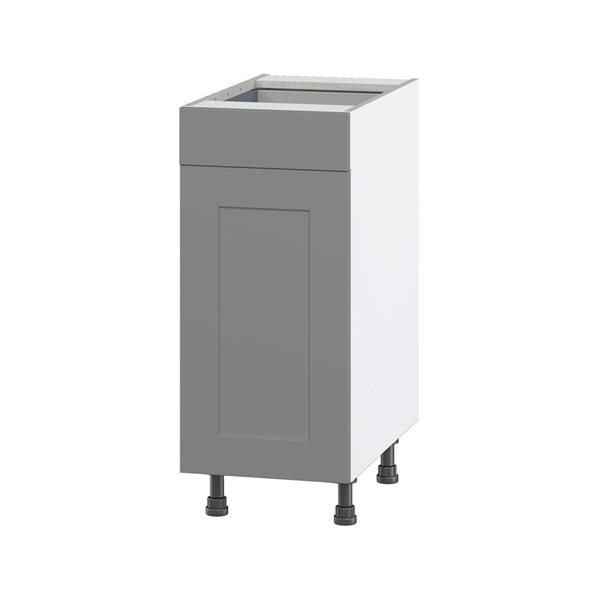 Hugo&Borg Beaumont 15 x 34.5 x 24.88-in Painted Slate Grey Door and Drawer Base Semi-Custom Cabinet