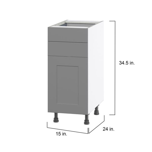 Hugo&Borg Beaumont 15 x 34.5 x 24.88-in Painted Slate Grey Door and Drawer Base Semi-Custom Cabinet