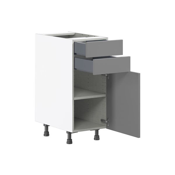 Hugo&Borg Beaumont 15 x 34.5 x 24.88-in Painted Slate Grey Door and Drawer Base Semi-Custom Cabinet