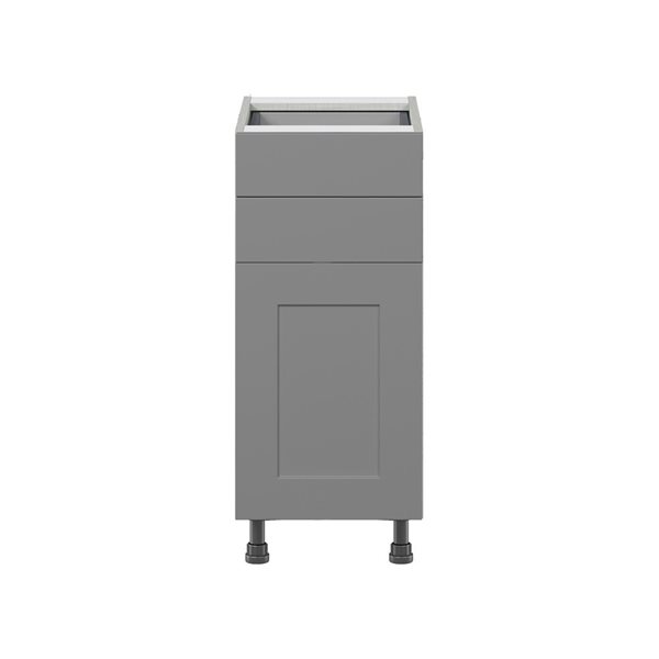 Hugo&Borg Beaumont 15 x 34.5 x 24.88-in Painted Slate Grey Door and Drawer Base Semi-Custom Cabinet