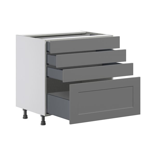 Hugo&Borg Beaumont 36 x 34.5 x 24.88-in Painted Slate Grey Drawer Base Semi-Custom Cabinet