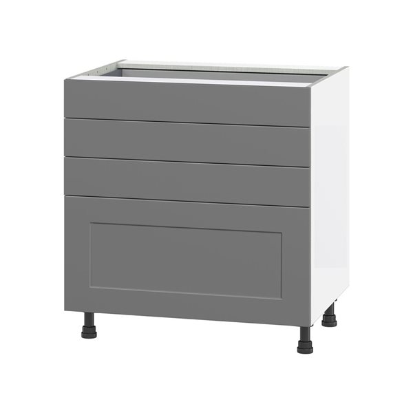 Hugo&Borg Beaumont 36 x 34.5 x 24.88-in Painted Slate Grey Drawer Base Semi-Custom Cabinet