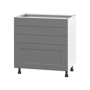 Hugo&Borg Beaumont 36 x 34.5 x 24.88-in Painted Slate Grey Drawer Base Semi-Custom Cabinet