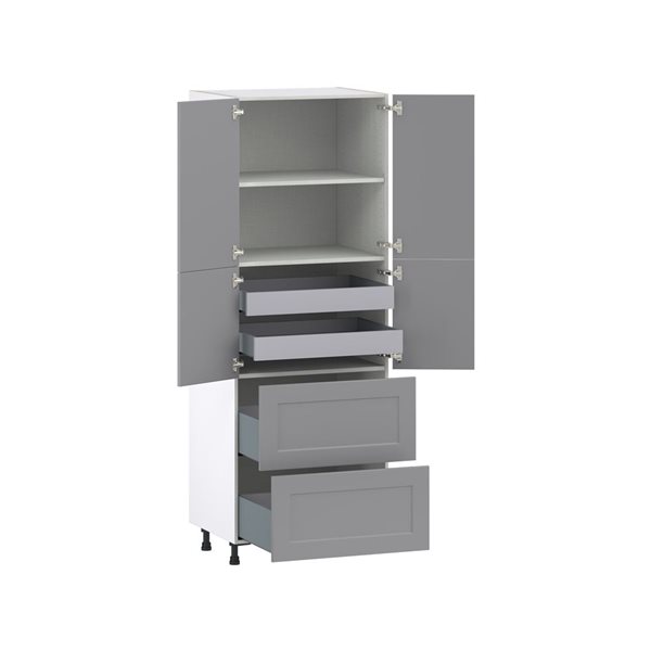 Hugo&Borg Beaumont 30 x 84.5 x 24.88-in Painted Slate Grey Door and Drawer Pantry Semi-Custom Cabinet