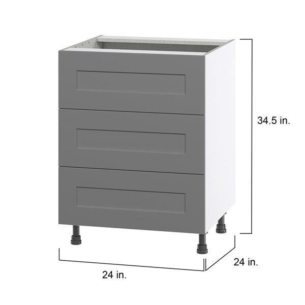 Hugo&Borg Beaumont 24 x 34.5 x 24.88-in Painted Slate Grey Drawer Base Semi-Custom Cabinet