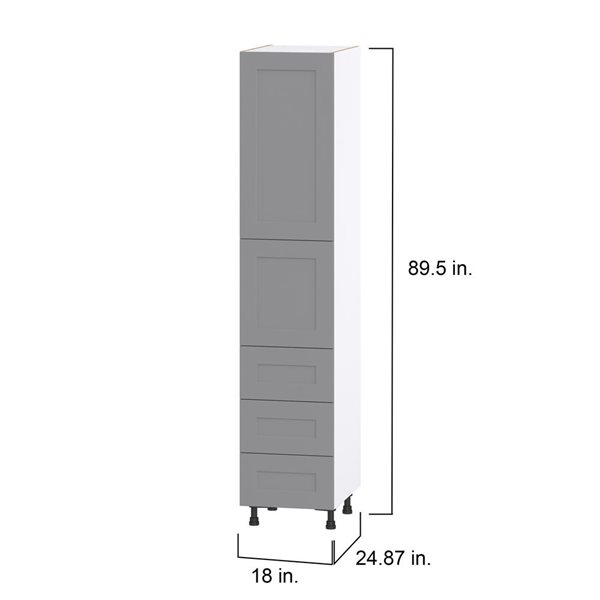 Hugo&Borg Beaumont 18 x 89.5 x 24.88-in Painted Slate Grey Door and Drawer Pantry Semi-Custom Cabinet