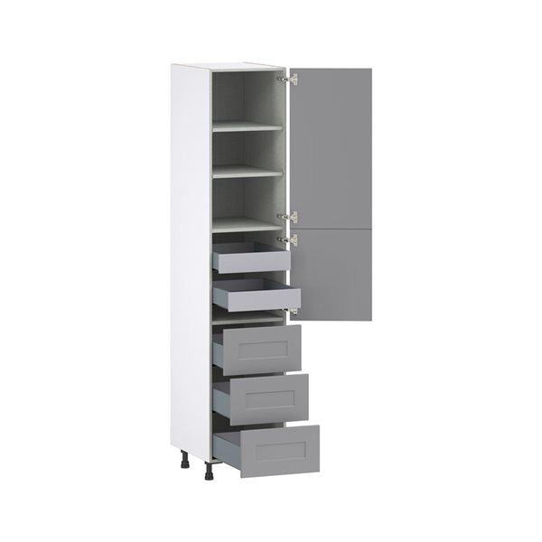 Hugo&Borg Beaumont 18 x 89.5 x 24.88-in Painted Slate Grey Door and Drawer Pantry Semi-Custom Cabinet