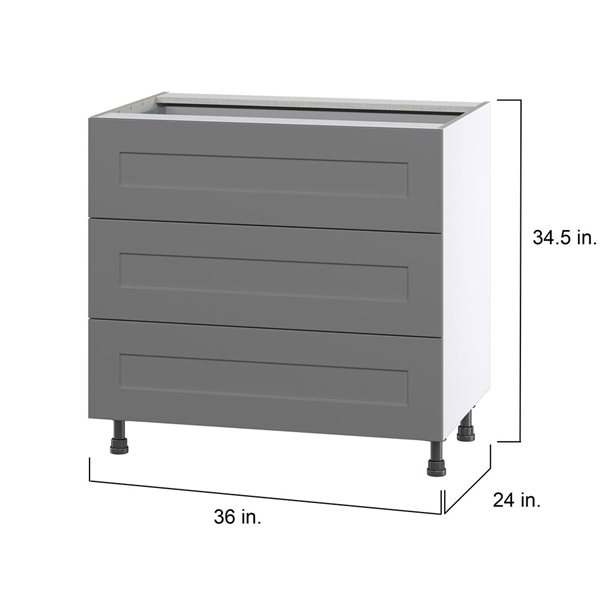 Hugo&Borg Beaumont 36 x 34.5 x 24.88-in Painted Slate Grey Drawer Base Semi-Custom Cabinet