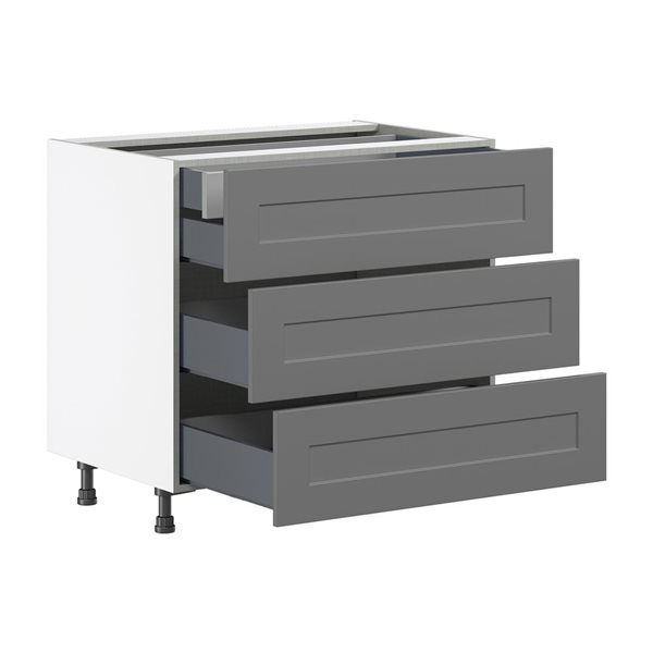 Hugo&Borg Beaumont 36 x 34.5 x 24.88-in Painted Slate Grey Drawer Base Semi-Custom Cabinet