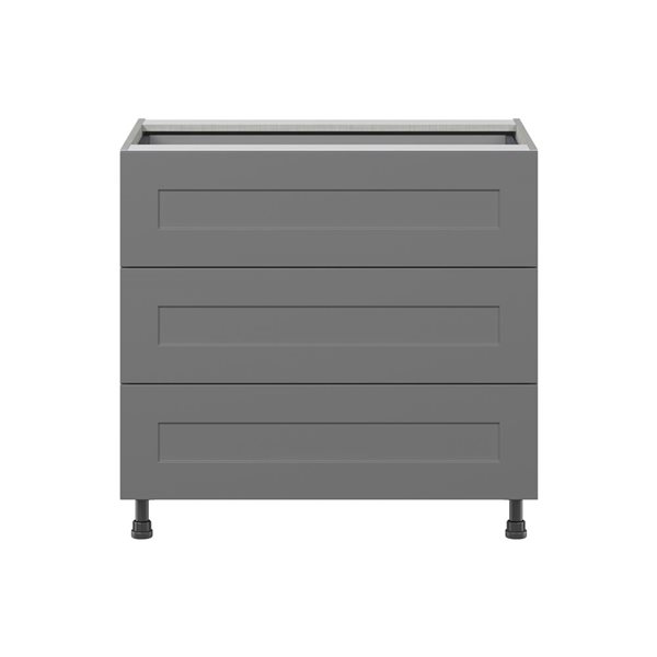 Hugo&Borg Beaumont 36 x 34.5 x 24.88-in Painted Slate Grey Drawer Base Semi-Custom Cabinet