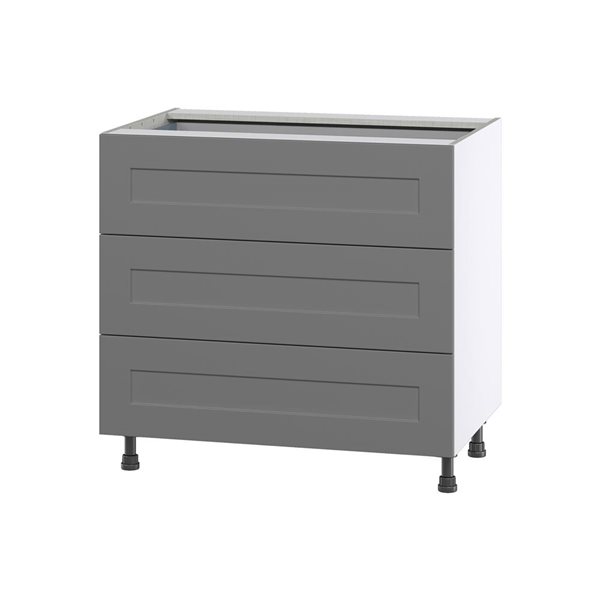 Hugo&Borg Beaumont 36 x 34.5 x 24.88-in Painted Slate Grey Drawer Base Semi-Custom Cabinet