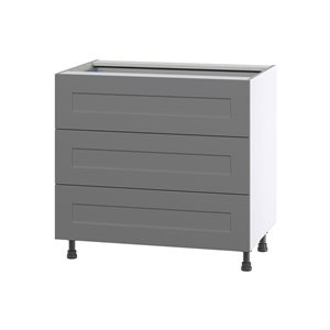 Hugo&Borg Beaumont 36 x 34.5 x 24.88-in Painted Slate Grey Drawer Base Semi-Custom Cabinet