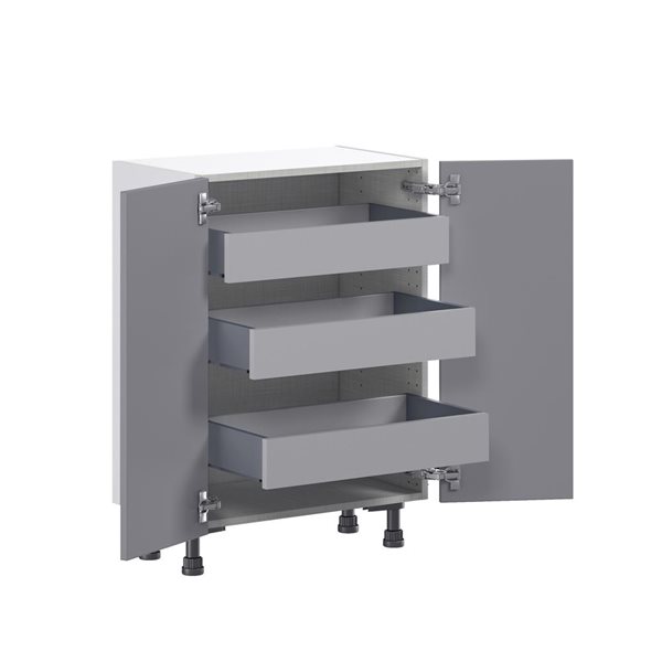 Hugo&Borg Beaumont 24 x 34.5 x 14.88-in Painted Slate Grey Door and Drawer Base Semi-Custom Cabinet