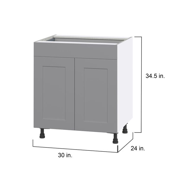 Hugo&Borg Beaumont 30 x 34.5 x 24.88-in Painted Slate Grey Door and Drawer Base Semi-Custom Cabinet