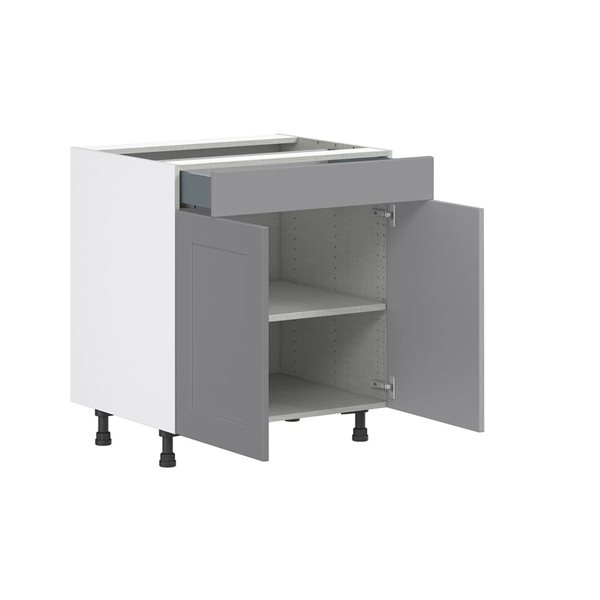 Hugo&Borg Beaumont 30 x 34.5 x 24.88-in Painted Slate Grey Door and Drawer Base Semi-Custom Cabinet